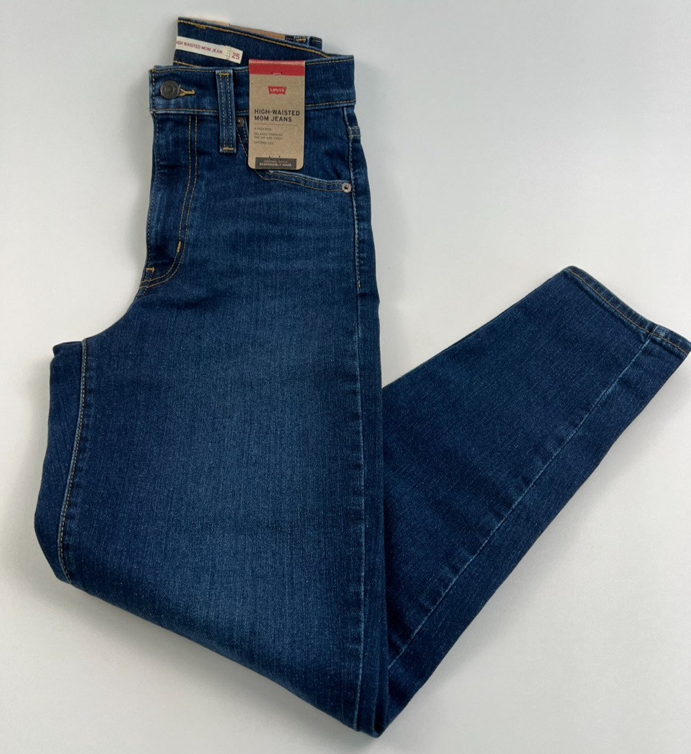 Levi's Women High Waisted Mom Tapered Leg Zip Fly Jeans Blue 25x29 NWT